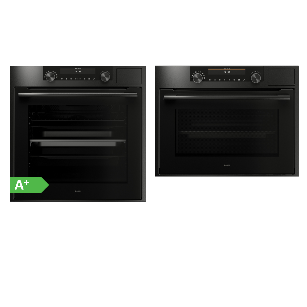 Asko OCS8687B Kombi/Dampovn +  Asko OCSM8487B Mikrokombi Dampovn Black Steel